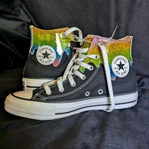 Girls rainbow glitter converse